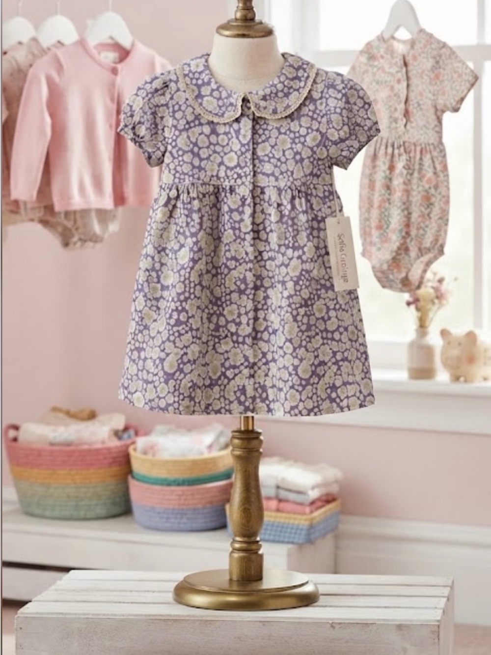 NWT ~ Toddler 12 mos Floral Peter Pan Collar Dress in Lavender
